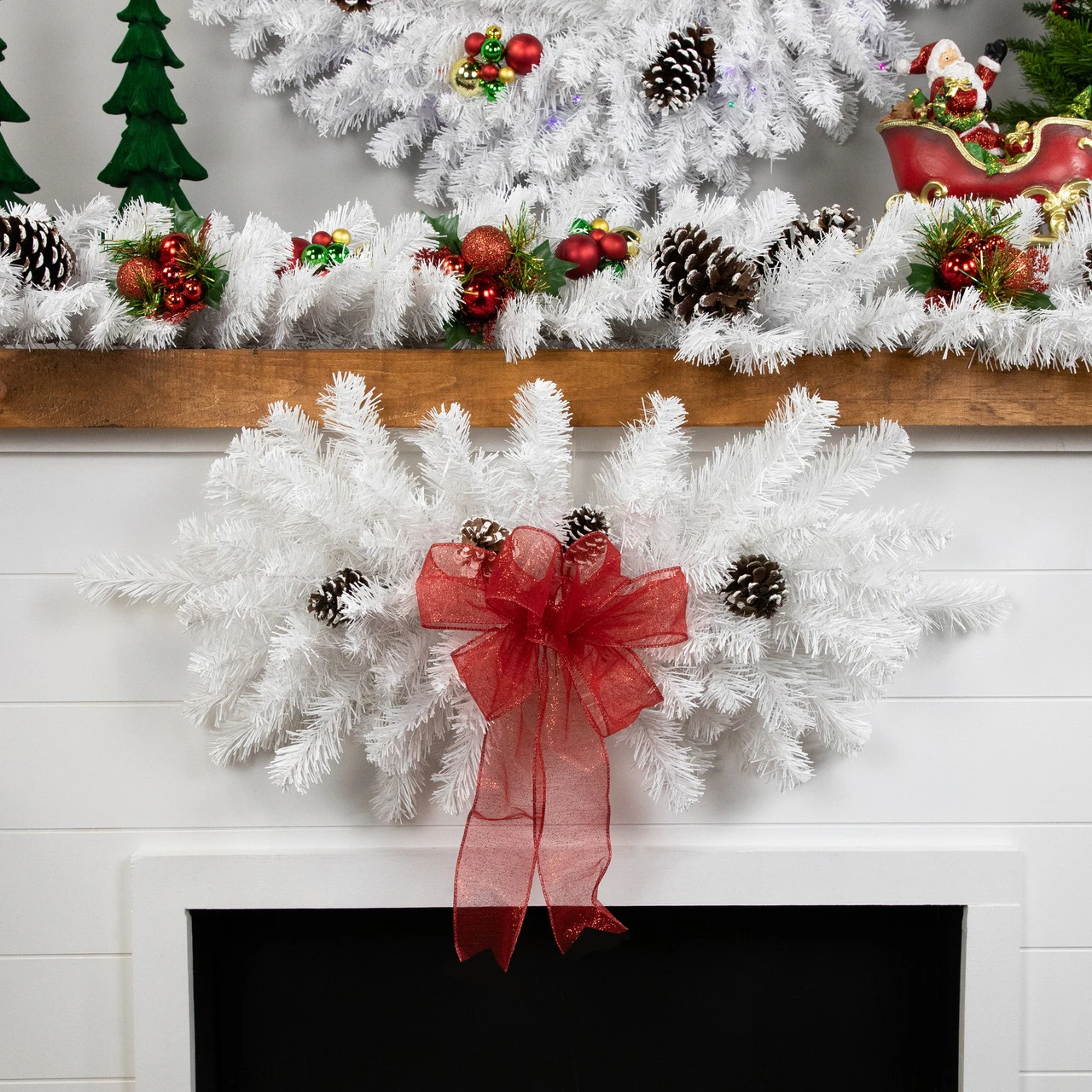 32" Snow White Pine Artificial Christmas Swag, Unlit - Image 3