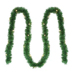 12' X 2.5” Pre-Lit Green Pine Artificial Christmas Garland - Clear Lights