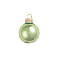40ct Lime Green Shiny Glass Finish Christmas Ball Ornaments 1.25" (30mm)