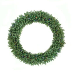 Pre-Lit Buffalo Fir Commercial Artificial Christmas Wreath - 5-Foot, Multi LED Lights