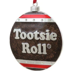 3.5" Silver And Brown "Tootsie Roll" Candy Logo Christmas Ornament