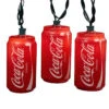 10 Red Blow Mold Classic Coca-Cola Can Party Christmas Lights - 9 Ft Green Wire