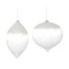 Set Of 4 Silver Colored Glittery Finish Christmas Tree Ornaments 9"