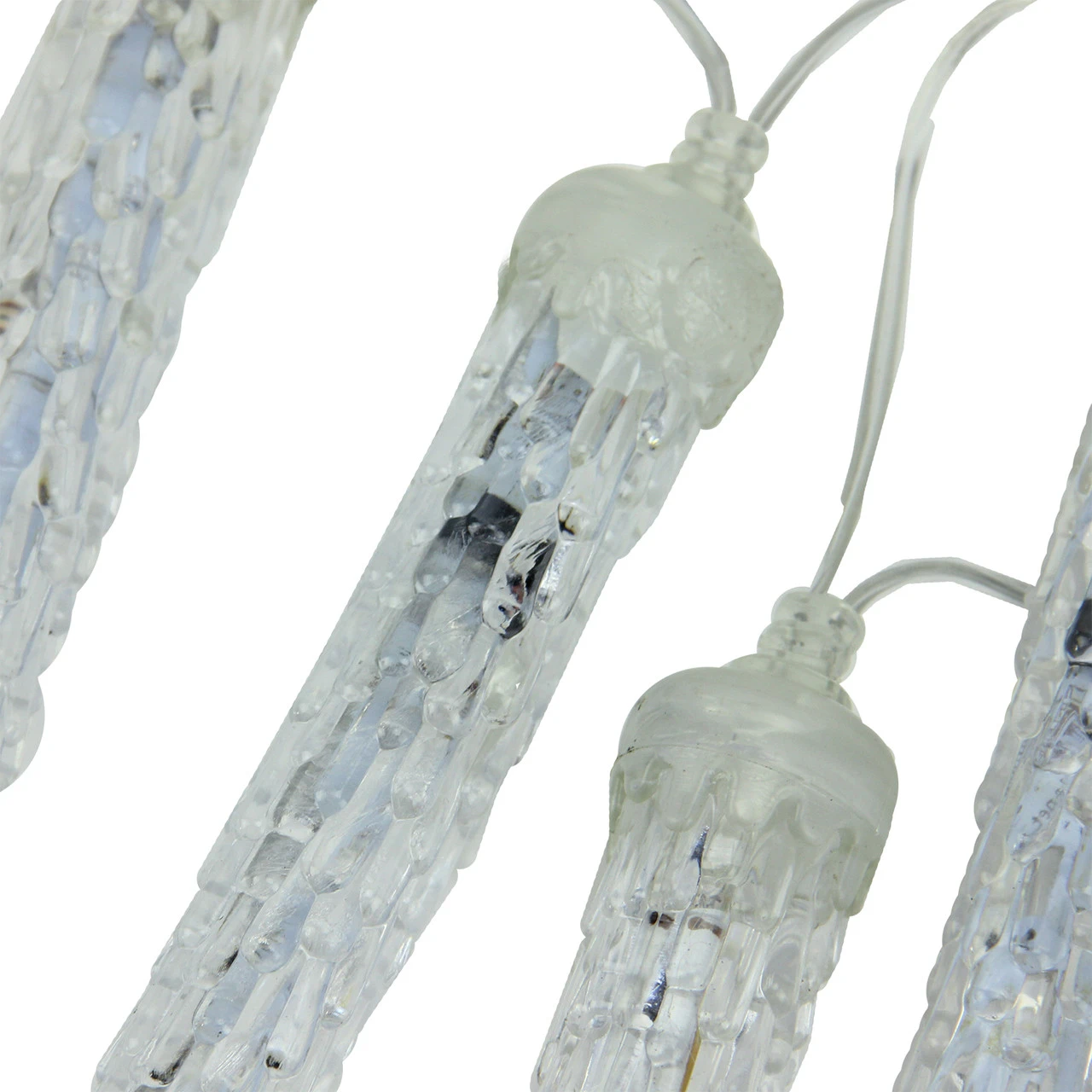 16ct Transparent Dripping Icicles Snowfall Christmas Light Tubes - 14.25 Ft Clear Wire - Image 2