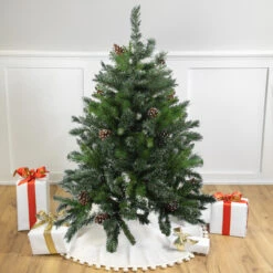 4' Snowy Delta Pine With Pine Cones Full Artificial Christmas Tree - Unlit