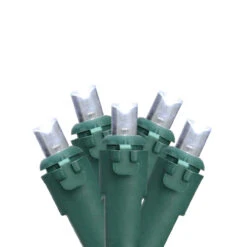 50 Pure White LED Wide Angle Christmas Lights - 16.25 Ft Green Wire